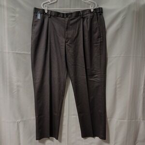 Haggar Mens Premium‎ No Iron Khaki Pleated Pants 42x29 Dark Grey HC10897 NEW